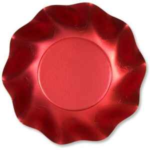 Piatti Fondi di Carta a Petalo Rosso Metallizzato Satinato 18,5 cm Extra