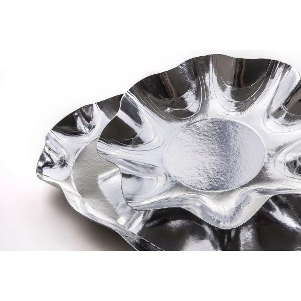 Zuppiera Grande di Carta a Petalo Argento Metallizzato 35 cm Extra