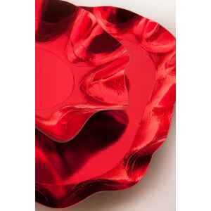 Zuppiera Grande di Carta a Petalo Rosso Metallizzato 35 cm Extra
