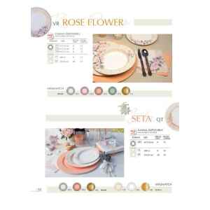 Piatti Fondi di Carta a Righe Rose Flower 25,5 cm Extra