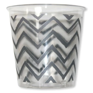 Bicchieri di Plastica 300 cc Chevron Argento 8 Pezzi Ex.Tra.