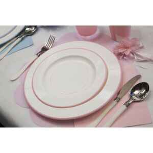 Piatti Piani di Carta a Righe Bordo Rosa Classic Pink 27 cm Extra