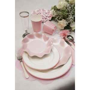 Piatti Piani di Carta a Righe Bordo Rosa Classic Pink 27 cm Extra