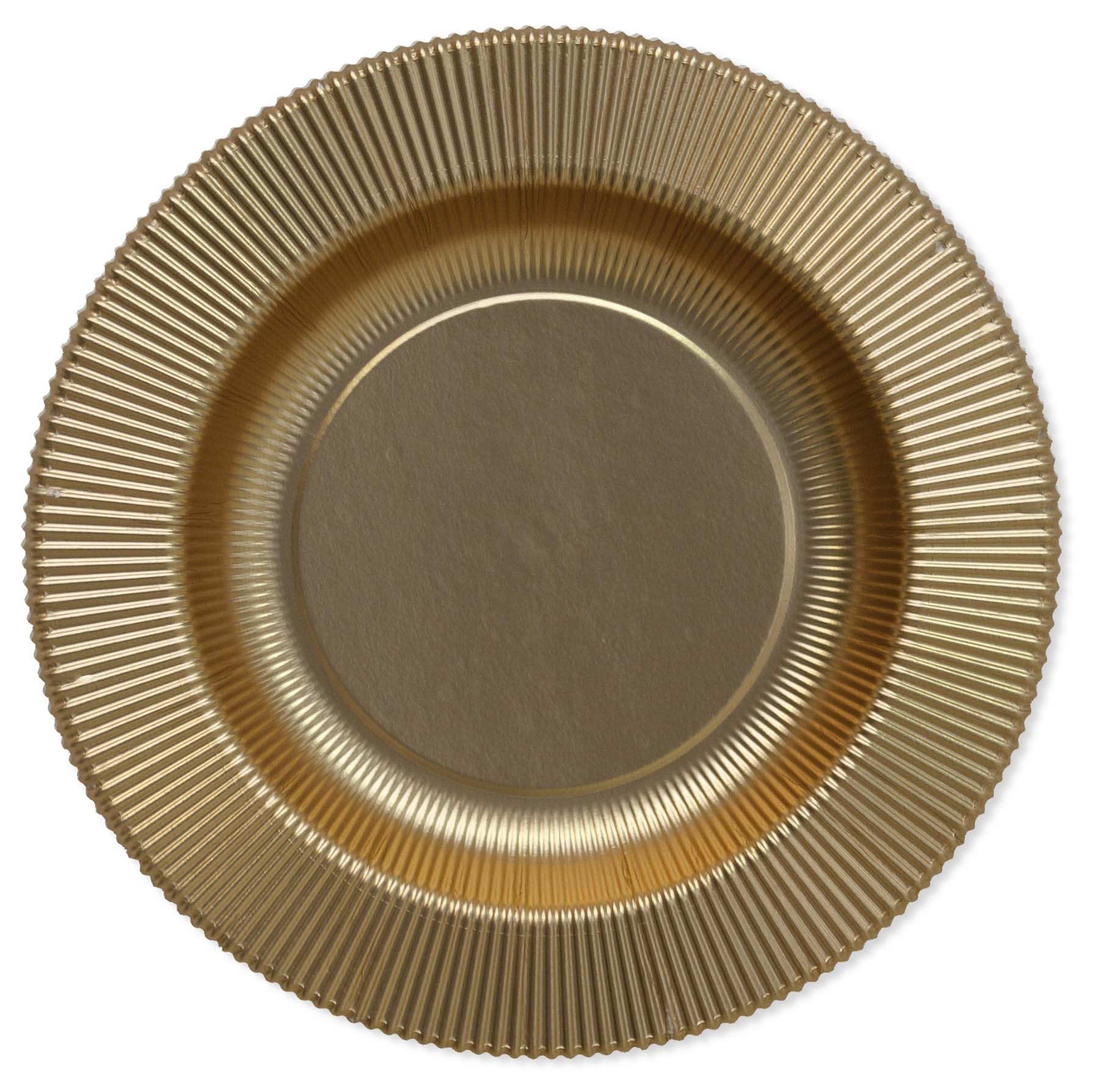 Piatti Fondi di Carta a Righe Oro Metallizzato Satinato 25,5 cm Extra