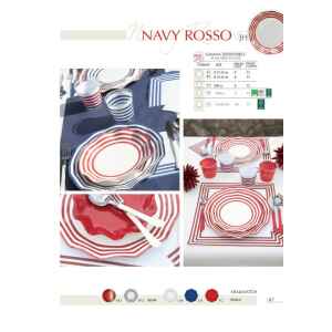 Piatti Piani di Carta a Petalo Navy Rosso 21 cm Extra