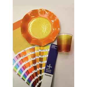Piatti Piani di Carta a Petalo Bicolore Giallo - Arancione 27 cm 2 confezioni Extra