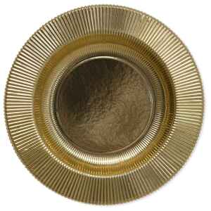 Piatti Fondi di Carta a Righe Oro Metallizzato Lucido 25,5 cm Extra