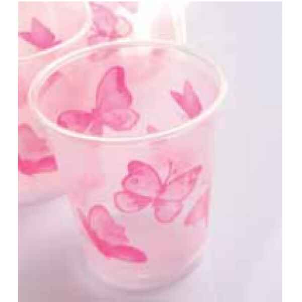 Bicchieri di Plastica PPL Farfalla Rosa 250 cc 3 confezioni Extra