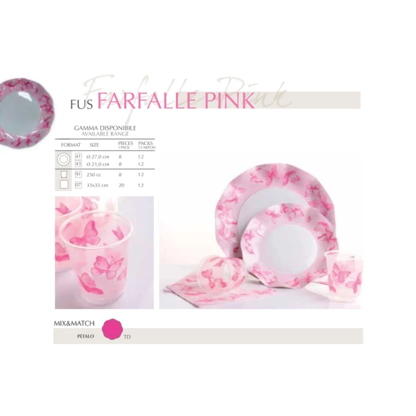 Bicchieri di Plastica PPL Farfalla Rosa 250 cc 3 confezioni Extra