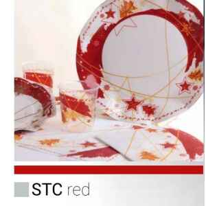 Piatti Piani di Carta a Petalo Stella Rossa 27 cm 8 Pz