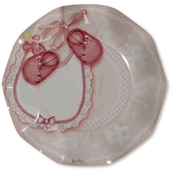 Piatti Piani di Carta a Petalo Baby Rosa 27 cm 2 confezioni Extra