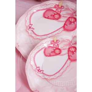 Piatti Piani di Carta a Petalo Baby Rosa 27 cm 2 confezioni Extra