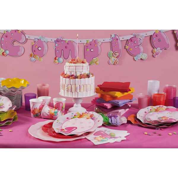 Tovaglioli Primo Compleanno Rosa 33 x 33 cm 3 confezioni Extra