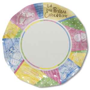 Piatti Piani di Carta Comunione Colorata 27 cm 2 confezioni Extra