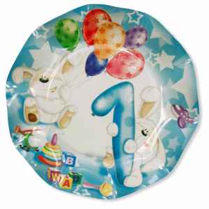 Piatti Piani di Carta Primo Compleanno Palloncini Celeste 27 cm 2 confezioni Extra