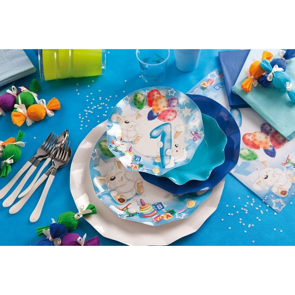 Tovaglioli Primo Compleanno Palloncini Celeste 33 x 33 cm 3 confezioni Extra