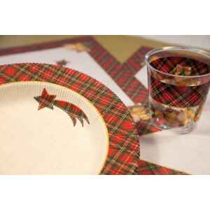Piatti Fondi di Carta a Righe Natale in Scozia 25,5 cm 8 Pz