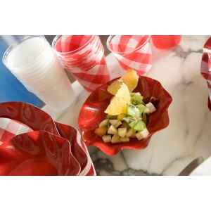 Bicchieri di Plastica Vichy a Quadri Bianco Rosso 300 cc 10 Pz