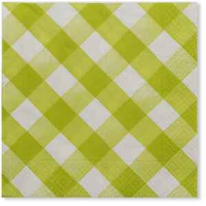 Tovaglioli Vichy a Quadri Bianco Verde Lime 33 x 33 cm Extra