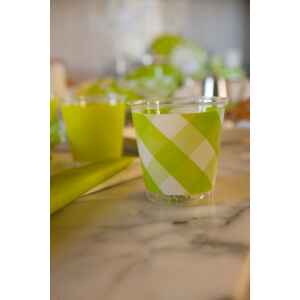 Piatti Piani di Carta Vichy a Quadri Bianco Verde Lime 21 cm 10 Pz