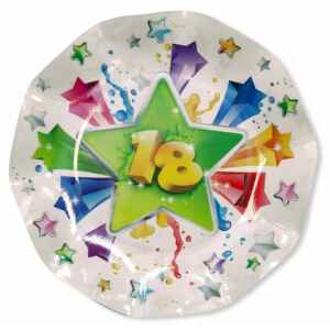 Piatti Piani di Carta a Petalo 18 Anni Stelle 27 cm 2 confezioni Extra