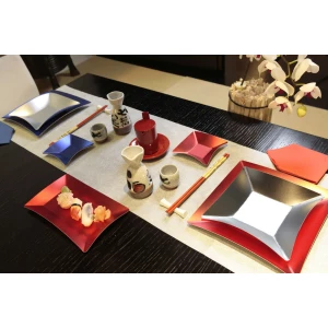 Piatti Piani di Carta Quadrati Piccoli Rosso opaco Wasabi 19 x 19 cm