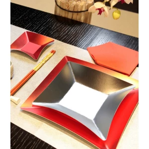 Piatti Piani di Carta Quadrati Oro Satinato Wasabi 19 x 19 cm 8 Pz