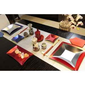 Piatti Piani di Carta Quadrati Piccoli Rosso Satinato Wasabi 19,8 x 19,8 cm Extra