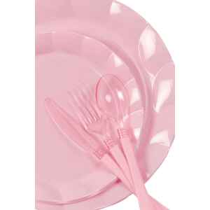 Piatti Piani di Plastica a Petalo Rosa 26 cm 2 confezioni Extra