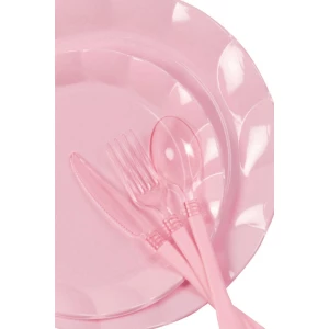 Piatti Piani di Plastica a Petalo Rosa 26 cm