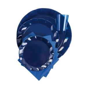 Piatti Piani di Plastica a Petalo Blu Notte 26 cm 2 confezioni Extra