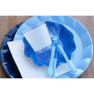 Piatti Piani di Plastica a Petalo Blu Notte 26 cm 2 confezioni Extra