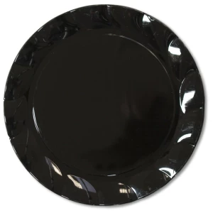 Piatti Piani di Plastica a Petalo Nero 34 cm 2 confezioni Extra