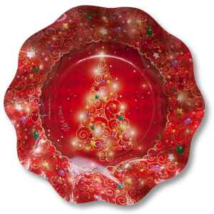 Piatti Fondi di Carta a Petalo Natale in Rosso 24 cm 2 confezioni Extra