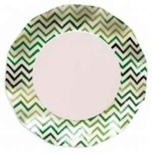 Piatti Piani di Carta a Petalo Chevron Verde 27 cm Extra