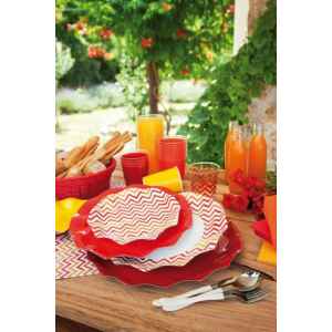 Piatti Piani di Carta a Petalo Chevron Rosso 27 cm 8 Pz