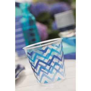 Piatti Piani di Carta a Petalo Zig Zag Blu 27 cm Extra