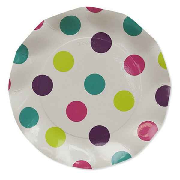 Piatti Piani di Carta Petalo Pois Multicolor 27 cm Extra