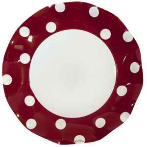 Piatti Piani di Carta a Petalo Pois Rosso 27 cm Extra