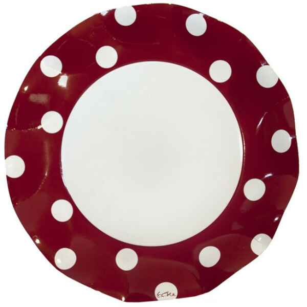 Piatti Piani di Carta a Petalo Pois Rosso 27 cm Extra