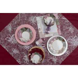 Piatti Fondi di Carta a Petalo Rose Gold Christmas 24 cm 8 Pz
