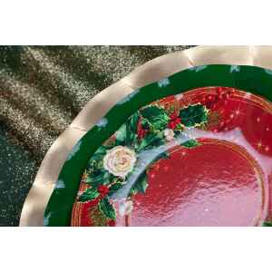 Piatti Piani di Carta a Petalo Elegance Christmas 27 cm 8 Pz