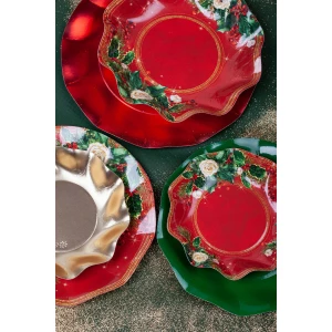 Piatti Fondi di Carta a Petalo Elegance Christmas 18,5 cm 8 Pz