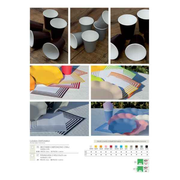 Bicchieri Compostabili Carta da zucchero 250 cc Extra