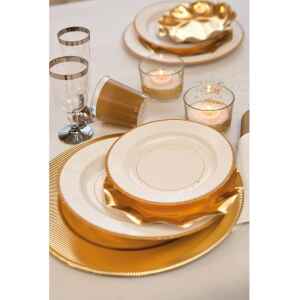 Piatti Fondi di Carta a Righe Bordo Oro Classic Gold 25,5 cm 8 Pz