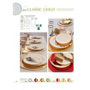 Piatti Fondi di Carta a Righe Bordo Oro Classic Gold 25,5 cm Extra