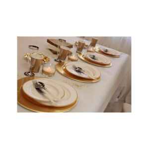Piatti Fondi di Carta a Righe Bordo Oro Classic Gold 25,5 cm Extra