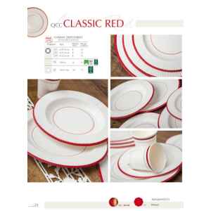 Piatti Fondi di Carta a Righe Bordo Rosso Classic Red 25,5 cm Extra
