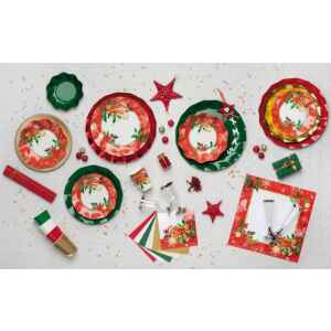 Piatti Fondi di Carta Compostabili Christmas Decoration 24 cm Extra