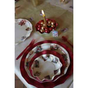 Piatti Fondi di Carta a Petalo Natale Greetings 24 cm 2 confezioni Extra
